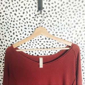 Altar’d state red long sleeved waffle top